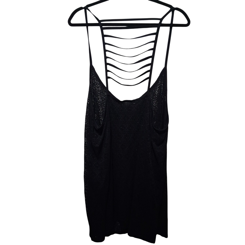 Torrid Black Lace Ladder Back Tank Top Women's Plus Sz 2 Geometric Sheer Strappy - Picture 2 of 8